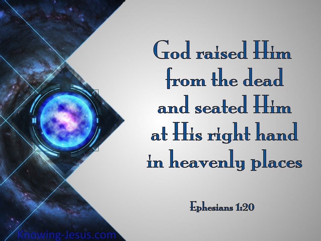 Ephesians 1:20 God Raised Him From The Dead (blue)